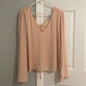 Never worn! Peach plus size crop blouse with lace up back